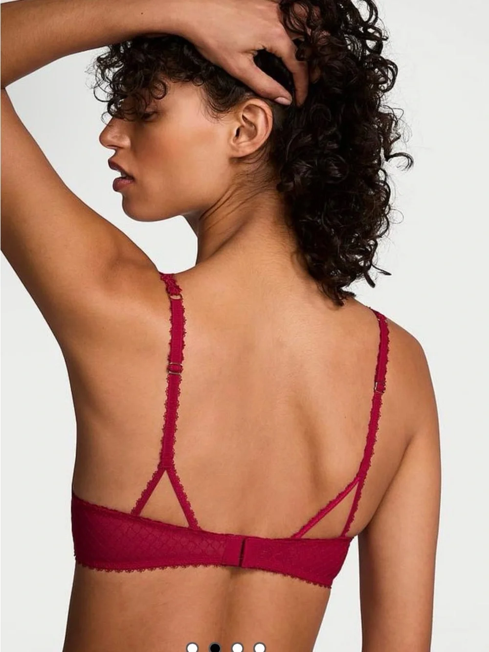 Victoria's Secret Burgundy Sheer Lace Underwire Bra with Rose Applique